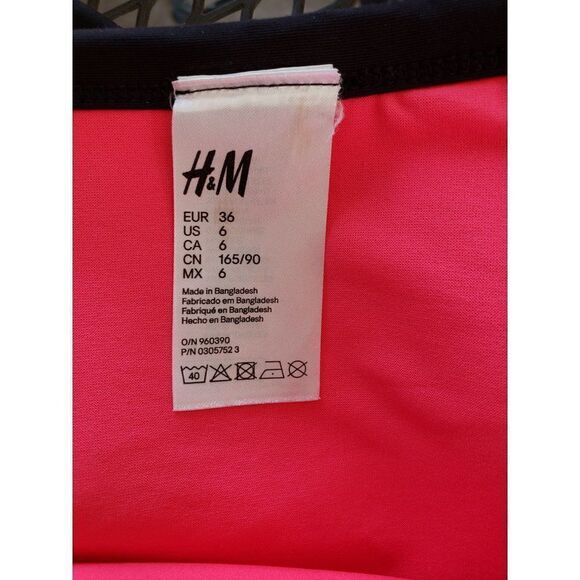 H&M Women's Bikini Bottoms Hipster Swimwear Pink Black Size 6 Clearance - Picture 7 of 7